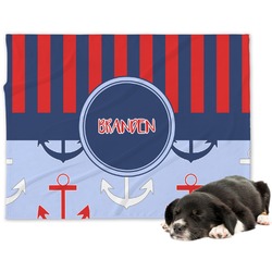 Classic Anchor & Stripes Dog Blanket - Regular (Personalized)