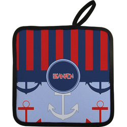 Classic Anchor & Stripes Pot Holder w/ Name or Text