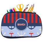 Classic Anchor & Stripes Neoprene Pencil Case - Medium w/ Name or Text