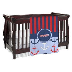 Classic Anchor & Stripes Baby Blanket (Double Sided) (Personalized)