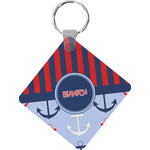 Classic Anchor & Stripes Diamond Plastic Keychain w/ Name or Text