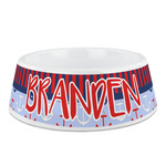 Classic Anchor & Stripes Plastic Dog Bowl - Medium (Personalized)