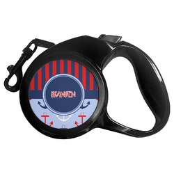 Classic Anchor & Stripes Retractable Dog Leash - Large (Personalized)