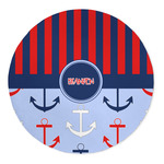 Classic Anchor & Stripes 5' Round Indoor Area Rug (Personalized)