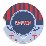 Classic Anchor & Stripes Sandstone Car Coaster - Single (Personalized)