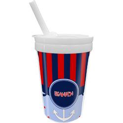 Classic Anchor & Stripes Sippy Cup with Straw (Personalized)