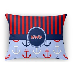 Classic Anchor & Stripes Rectangular Throw Pillow Case - 12"x18" (Personalized)
