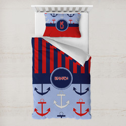 Classic Anchor & Stripes Toddler Bedding Set - With Pillowcase (Personalized)
