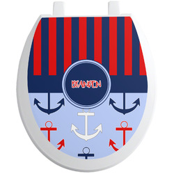 Classic Anchor & Stripes Toilet Seat Decal - Round (Personalized)