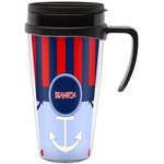 Classic Anchor & Stripes Acrylic Travel Mug with Handle (Personalized)