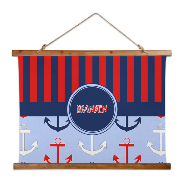 Custom Classic Anchor & Stripes Wall Hanging Tapestry - Wide (Personalized)