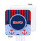 Classic Anchor & Stripes White Plastic Stir Stick - Single Sided - Square - Approval