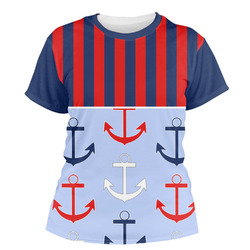 Classic Anchor & Stripes Women's Crew T-Shirt - Small
