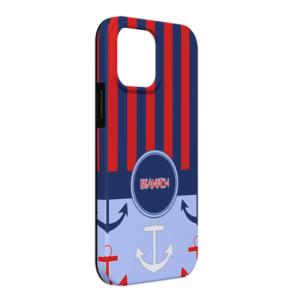 Custom Classic Anchor & Stripes iPhone Case - Rubber Lined - iPhone 13 Pro Max (Personalized)