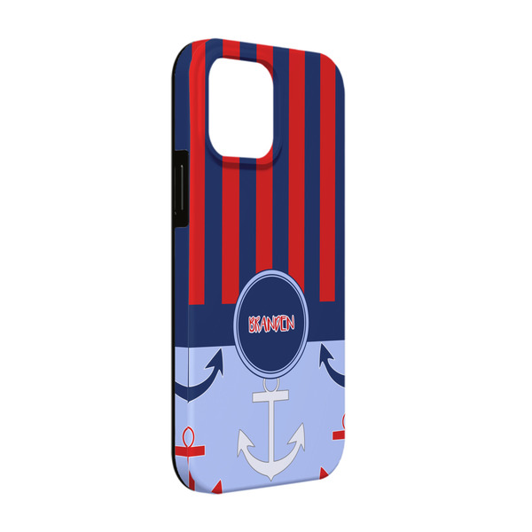 Custom Classic Anchor & Stripes iPhone Case - Rubber Lined - iPhone 13 Pro (Personalized)