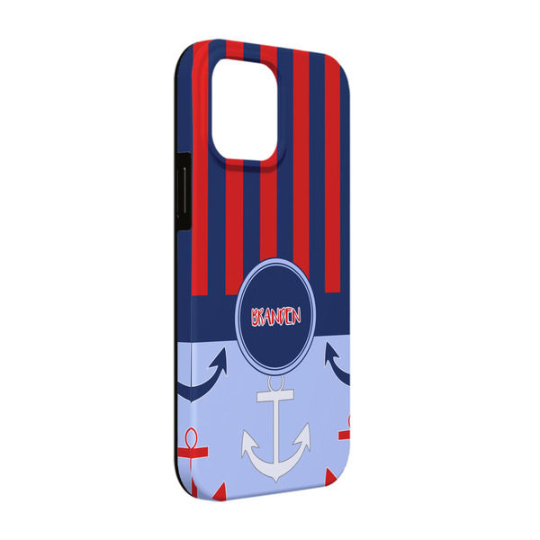 Custom Classic Anchor & Stripes iPhone Case - Rubber Lined - iPhone 13 (Personalized)