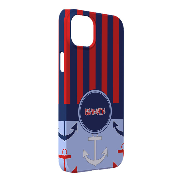 Custom Classic Anchor & Stripes iPhone Case - Plastic - iPhone 14 Pro Max (Personalized)