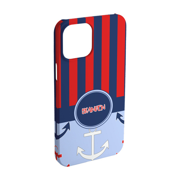 Custom Classic Anchor & Stripes iPhone Case - Plastic - iPhone 15 (Personalized)