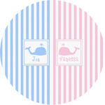 Striped w/ Whales Multipurpose Round Labels - 1" (Personalized)