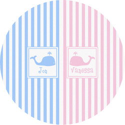 Striped w/ Whales Multipurpose Round Labels - 1" (Personalized)