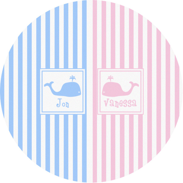 Custom Striped w/ Whales Multipurpose Round Labels - 1" (Personalized)