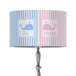 Striped w/ Whales 12" Drum Lamp Shade - Fabric (Personalized)