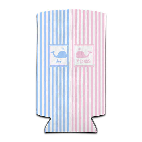 Custom Striped w/ Whales Can Cooler (tall 12 oz) (Personalized)