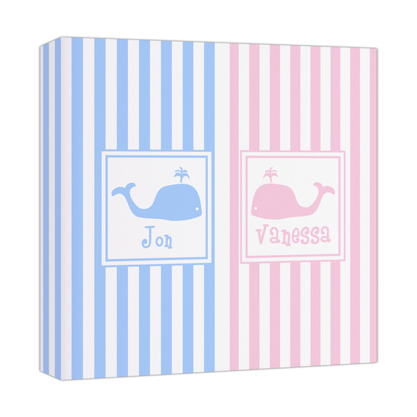 Custom Striped w/ Whales Canvas Print - 12x12 (Personalized)