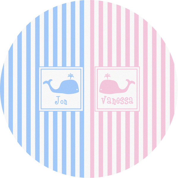 Custom Striped w/ Whales Multipurpose Round Labels - 2" (Personalized)