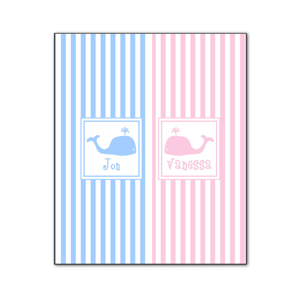 Custom Striped w/ Whales Wood Print - 20x24 (Personalized)