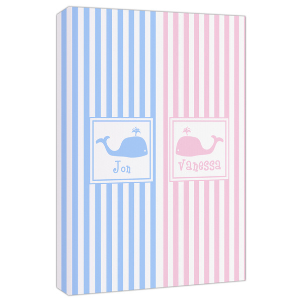 Custom Striped w/ Whales Canvas Print - 20x30 (Personalized)