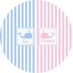 Striped w/ Whales Multipurpose Round Labels - Custom Sized (Personalized)