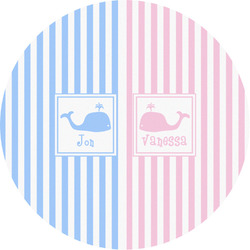 Striped w/ Whales Multipurpose Round Labels - 3" (Personalized)