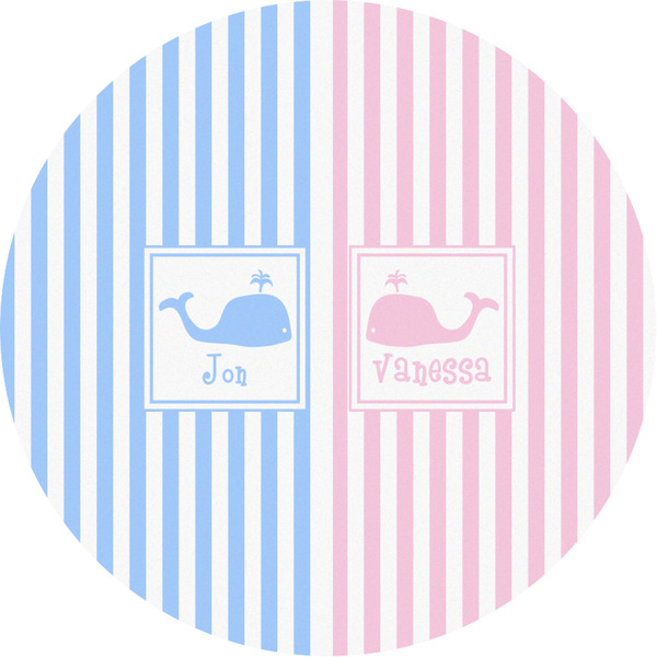 Custom Striped w/ Whales Multipurpose Round Labels - Custom Sized (Personalized)