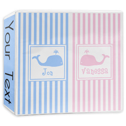 Striped w/ Whales 3-Ring Binder - 3 inch (Personalized)