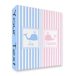 Striped w/ Whales 3 Ring Binder - Full Wrap - 2" (Personalized)