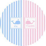 Striped w/ Whales Multipurpose Round Labels - 5" (Personalized)