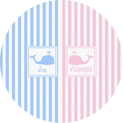 Striped w/ Whales Multipurpose Round Labels - 5" (Personalized)