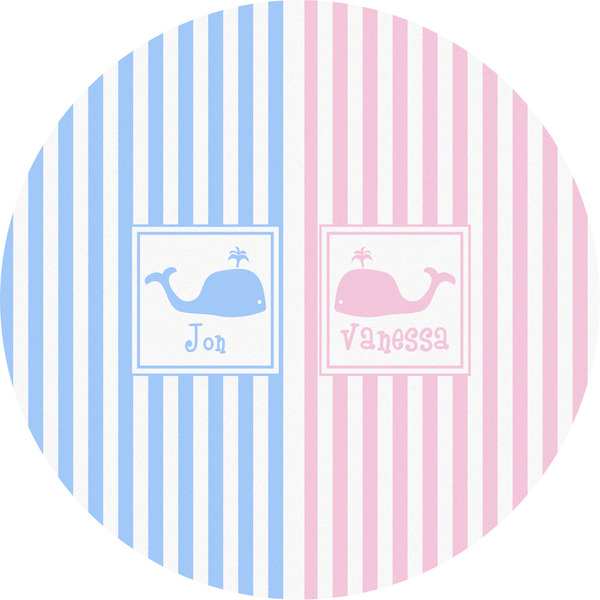 Custom Striped w/ Whales Multipurpose Round Labels - 5" (Personalized)