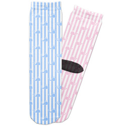 Striped w/ Whales Adult Crew Socks