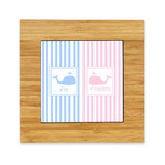 Striped w/ Whales Bamboo Trivet with Ceramic Tile Insert (Personalized)