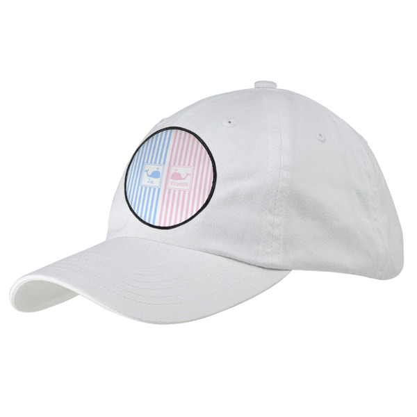 Custom Striped w/ Whales Baseball Cap - White (Personalized)