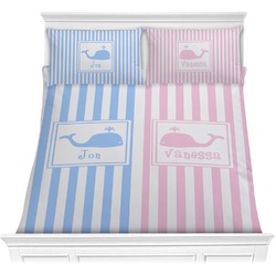 Striped w/ Whales Comforter Set - Full / Queen (Personalized)