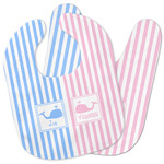 Striped w/ Whales Baby Bib w/ Multiple Names