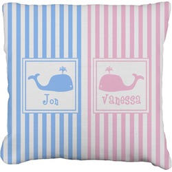 Striped w/ Whales Faux-Linen Throw Pillow 16" (Personalized)