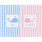 Striped w/ Whales Woven Fabric Placemat - Twill w/ Multiple Names