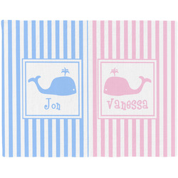 Striped w/ Whales Woven Fabric Placemat - Twill w/ Multiple Names