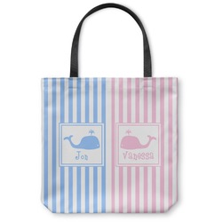 Striped w/ Whales Canvas Tote Bag - Large - 18"x18" (Personalized)