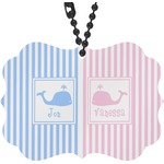 Striped w/ Whales Rear View Mirror Decor (Personalized)