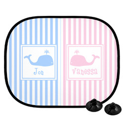 Striped w/ Whales Car Side Window Sun Shade (Personalized)